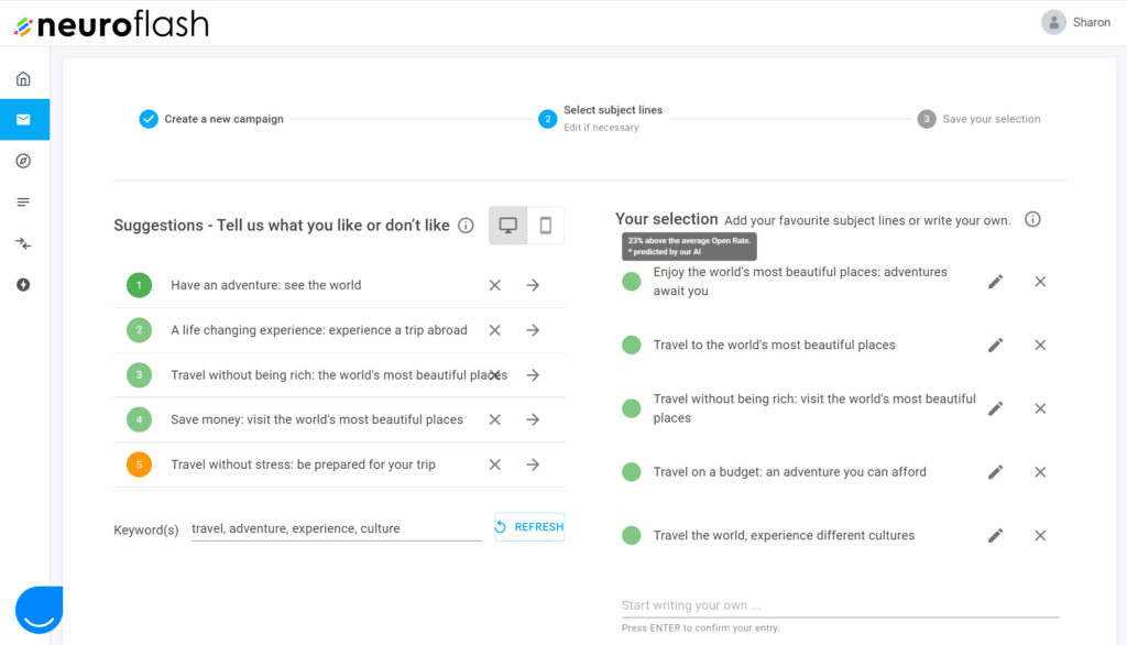 e-mail subject line tester tool neuroflash