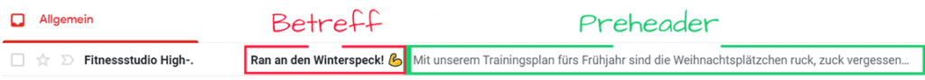 E-Mail Öffnungsrate verbessern preheader