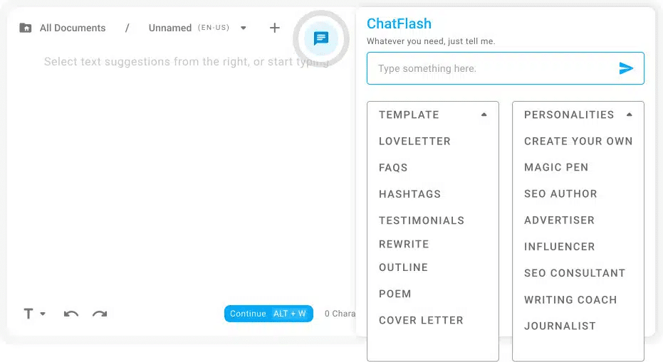 chatflash für Werbetexte