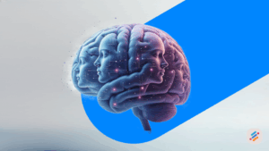 Grafik eines Gehirns mit mehreren Gesichtern, die für digitale Zwillinge und künstliche Intelligenz stehen