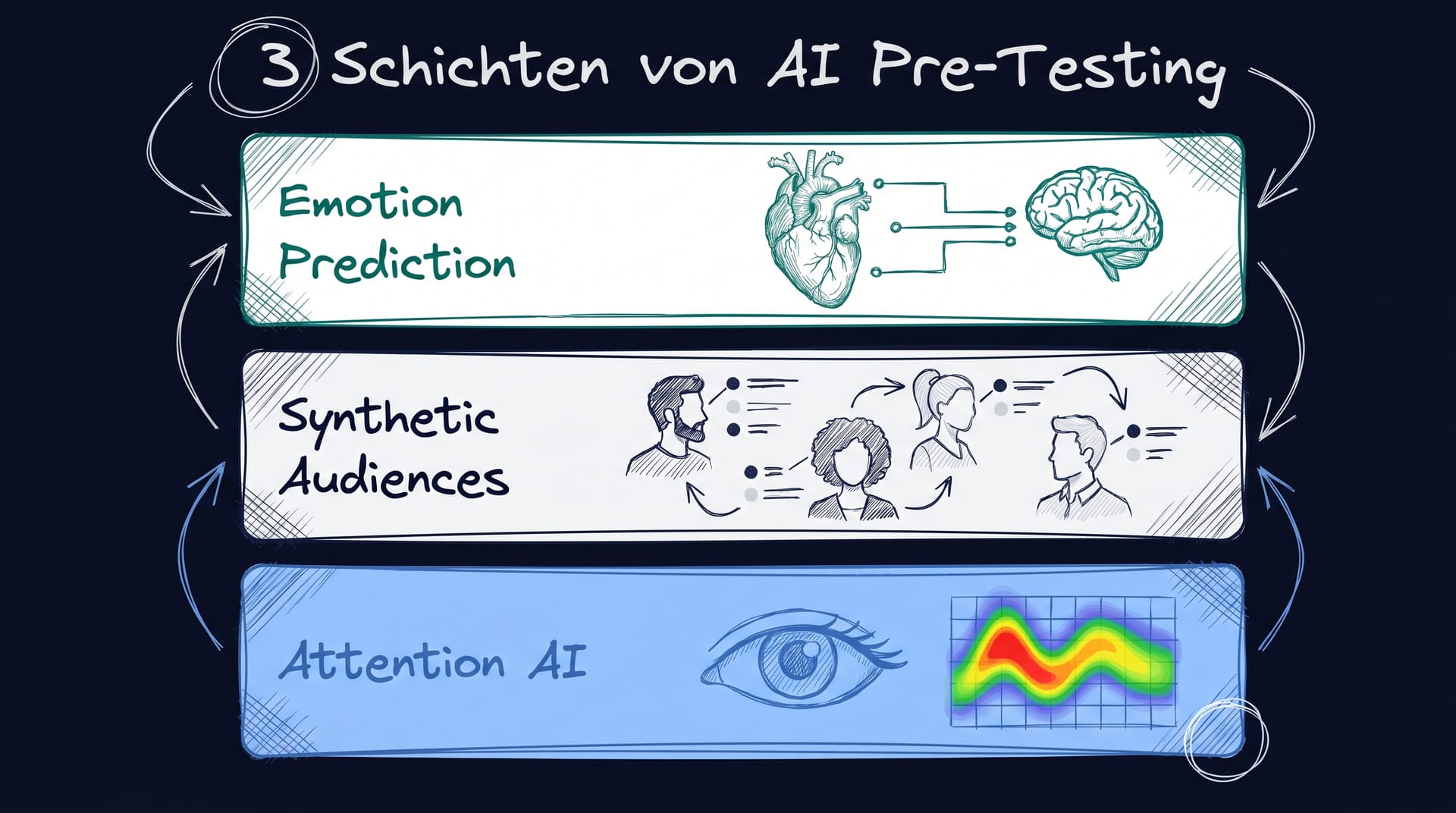 Die 3 Schichten von AI-Pre-Testing: Synthetic Audiences, Attention AI, Predictive Engagement