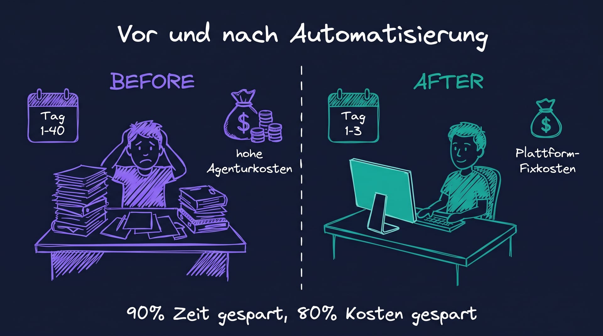 Vor und nach Automatisierung: Zeit- und Kostenersparnis