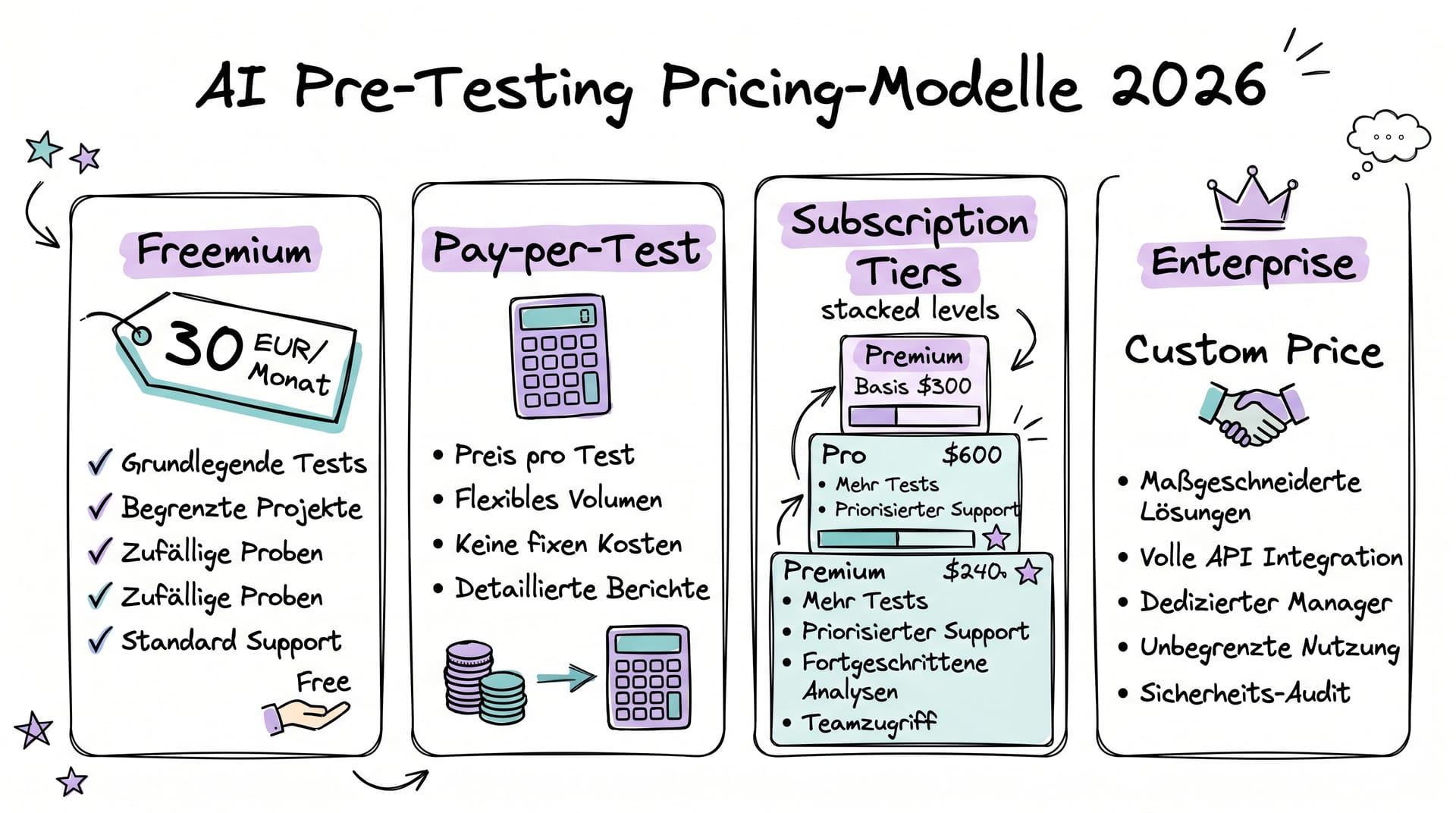 Pricing-Modelle fuer AI Pre-Testing Software 2026