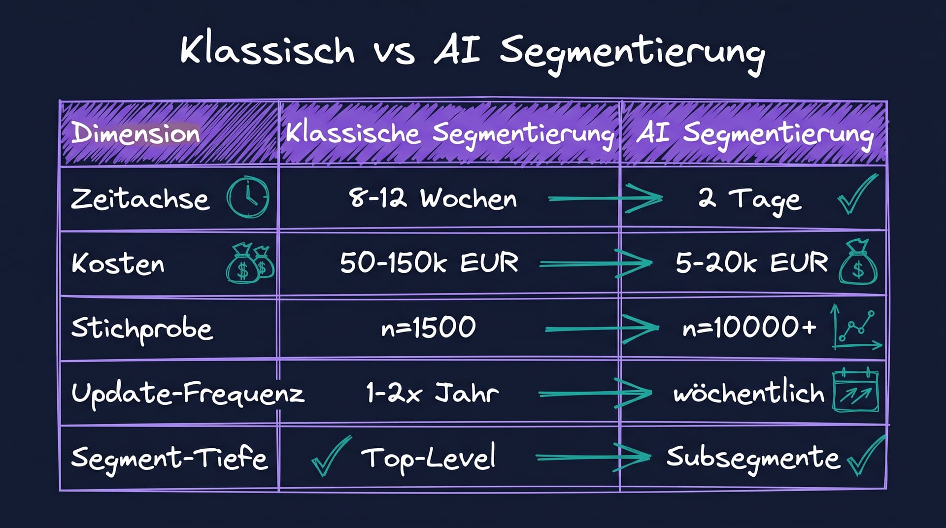 Klassisch vs AI Segmentierung Vergleich