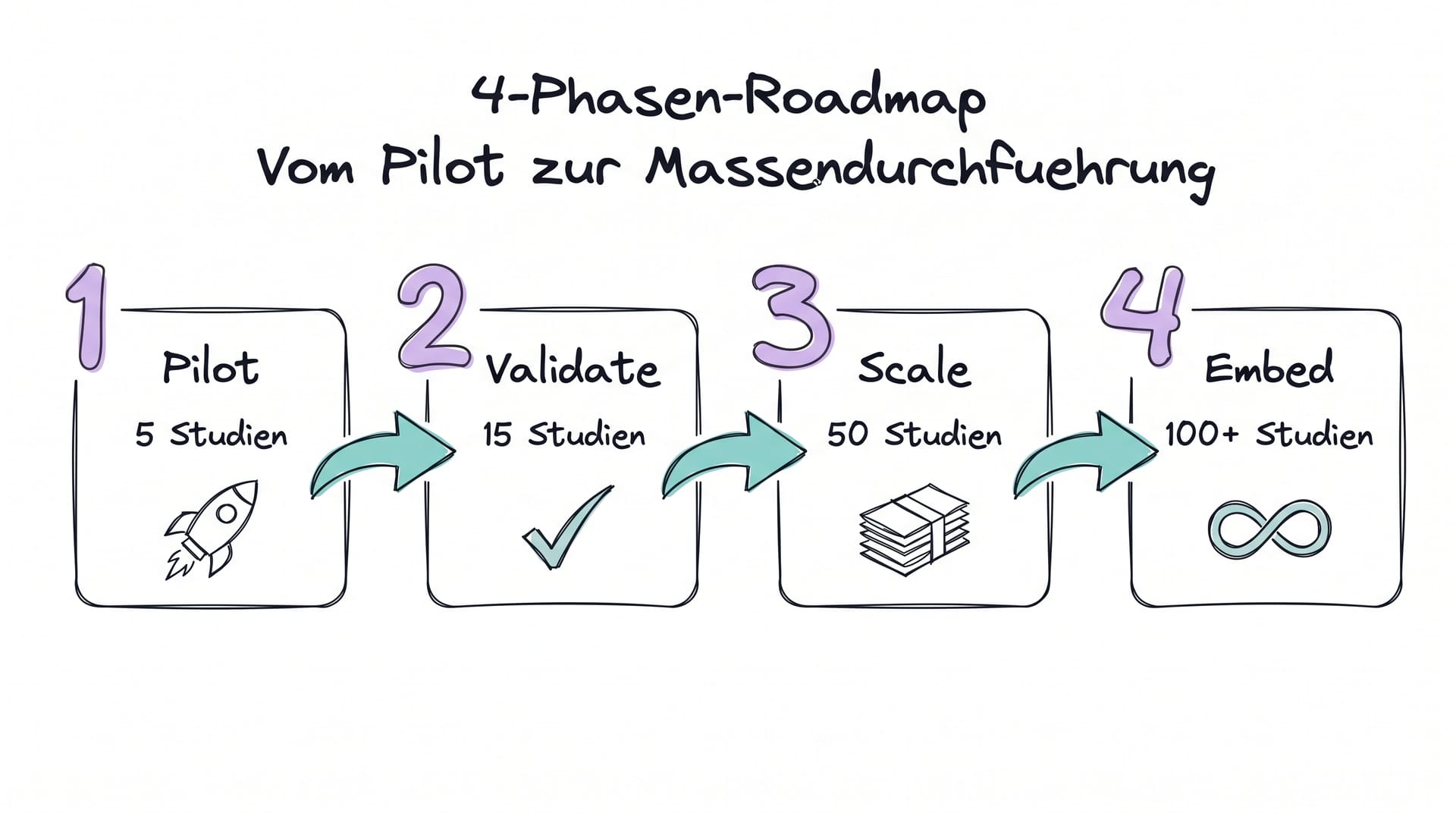 4-Phasen-Roadmap fuer Massendurchfuehrung von Marktforschung mit AI