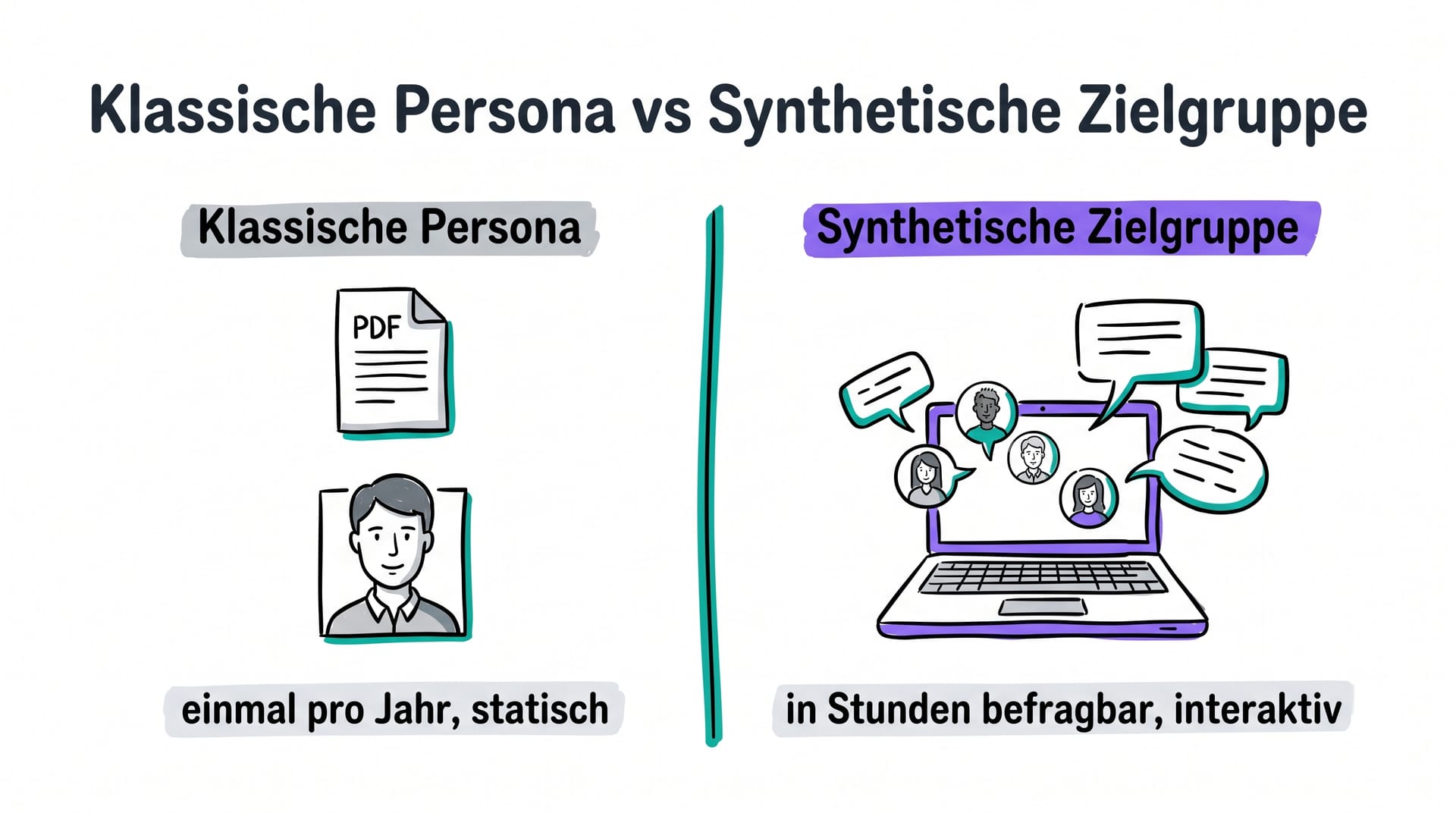 Klassische Persona vs synthetische Zielgruppe im Vergleich