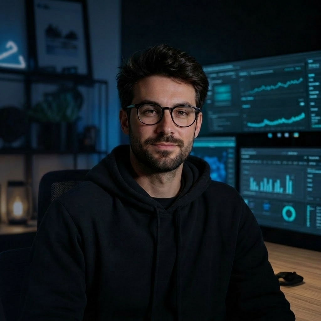 Performance marketing expert in front of analytics dashboards