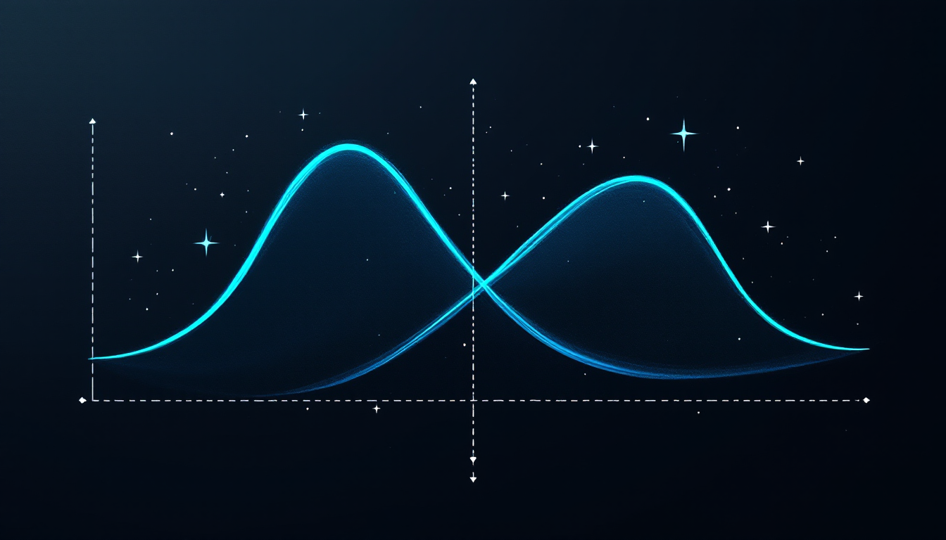 Overlapping synthetic and real demographic distribution curves illustrating validation of an AI audience segment