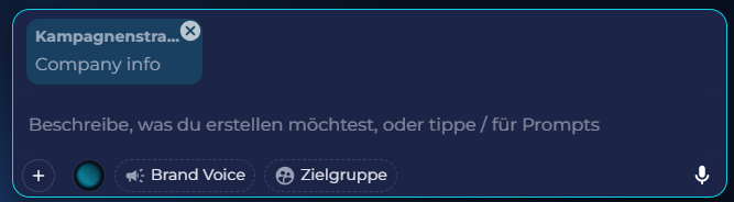 Ein ausgewählter Wissenseintrag über dem Eingabefeld im Chat
